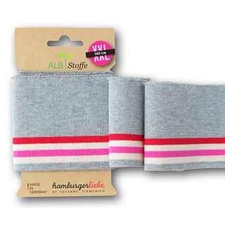 GOTS Knit ribbing CUFF ME COLLEGE [ 140 cm | 7,5 cm ] | Albstoffe – grey/red, 