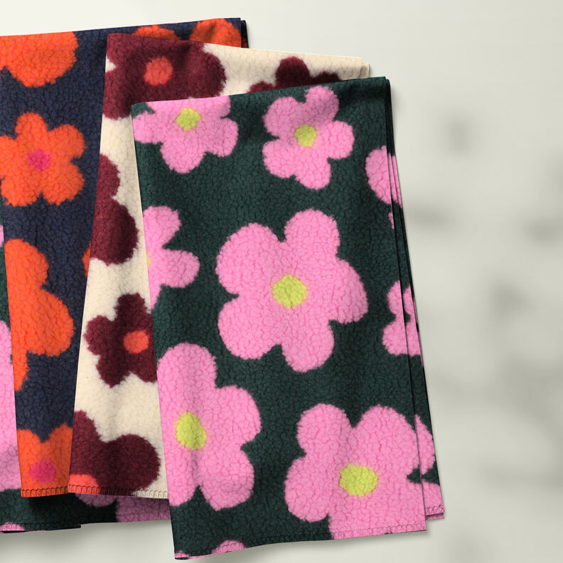 Teddy Fur Flowers | Poppy Fabrics – dark green/pink, image number 6