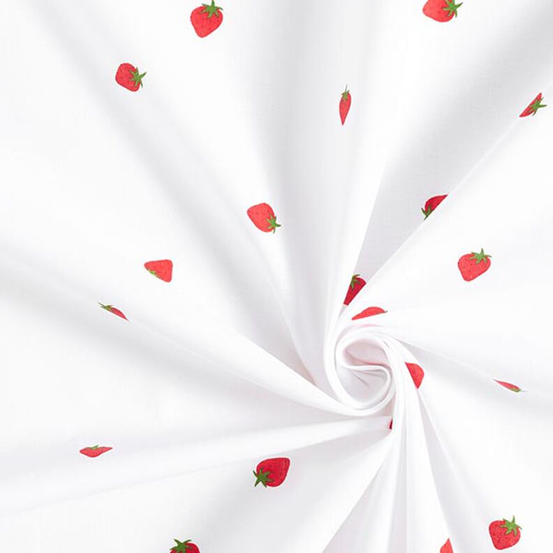 Cotton Poplin strawberries – white,  image number 3