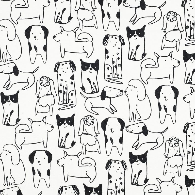 Cotton Flannel Dogs | Poppy Fabrics – white/black,  image number 1