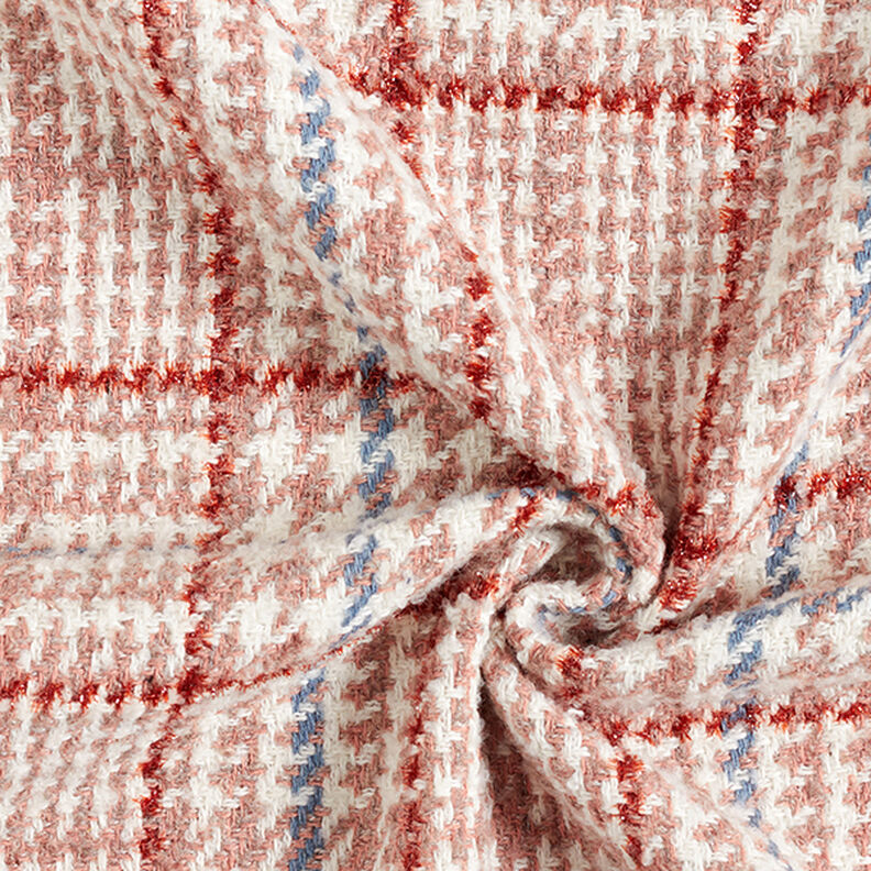 Checks & Houndstooth Coating Fabric – white/dusky pink,  image number 3