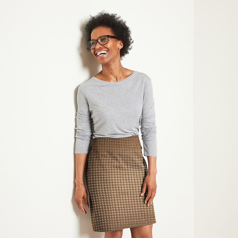 Cloqué Glitter houndstooth – medium brown, image number 5