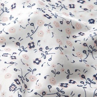 Silk-viscose satin small flowers – white, 