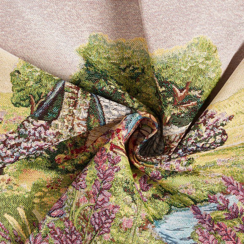 Decorative Panel Tapestry Fabric romantic cottage – light beige/lavender, image number 3