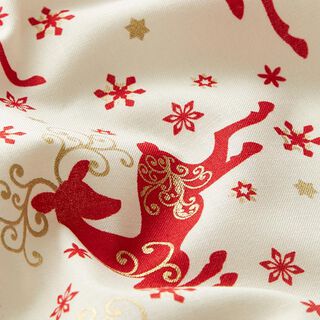 Jumping reindeer cotton poplin fabric – cream, 