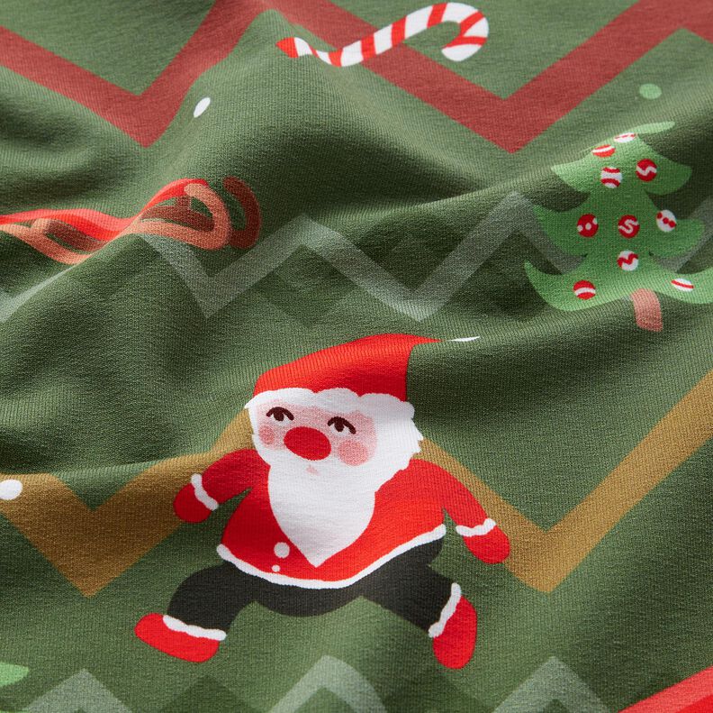 French terry Santa Claus | Glitzerpüppi – pine/fire red, image number 2