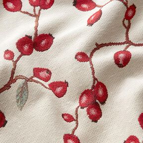 Decor Fabric Tapestry Fabric Rosehips – light beige/red, 