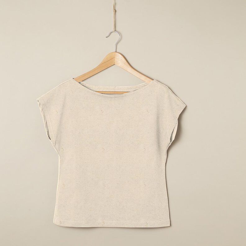 Plain cotton linen blend jersey – natural,  image number 4