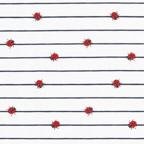 Cotton Jersey Stripes and ladybugs – offwhite, 