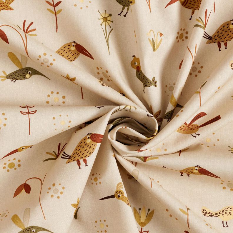 Cotton Poplin birds in the meadow – natural,  image number 3