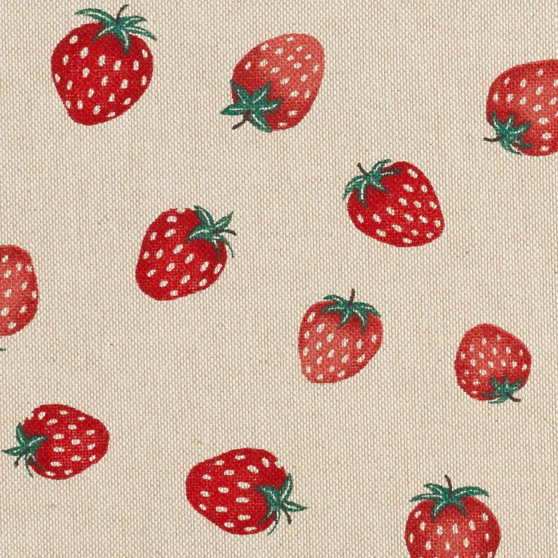 Decor Fabric Half Panama small strawberries – red/natural, image number 5