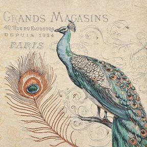 Decorative Panel Tapestry Fabric Peacock &ndash; light beige/blue, 