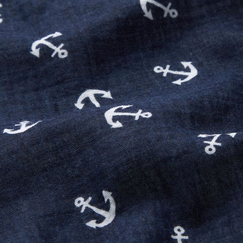 Double Gauze/Muslin Anchor – navy blue/white, image number 2