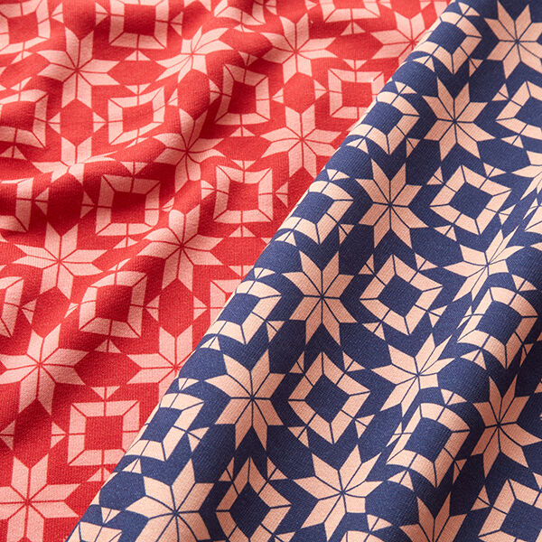 Norwegian Print Soft Sweatshirt Fabric – indigo/salmon,  image number 5