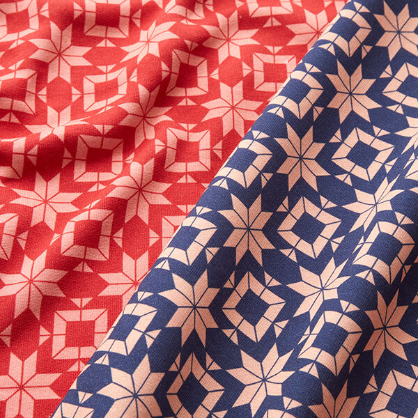 Norwegian Print Soft Sweatshirt Fabric – indigo/salmon, image number 5