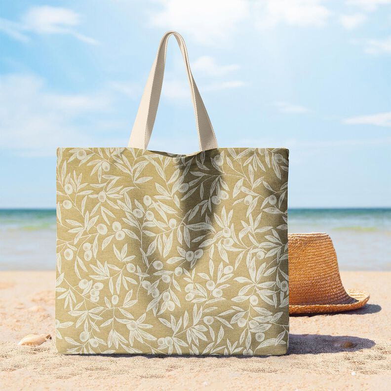 Coated Cotton Jacquard coated olives – yellow olive/light beige,  image number 6