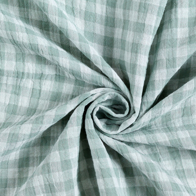 Double Gauze/Muslin Yarn dyed gingham – reed/white,  image number 5
