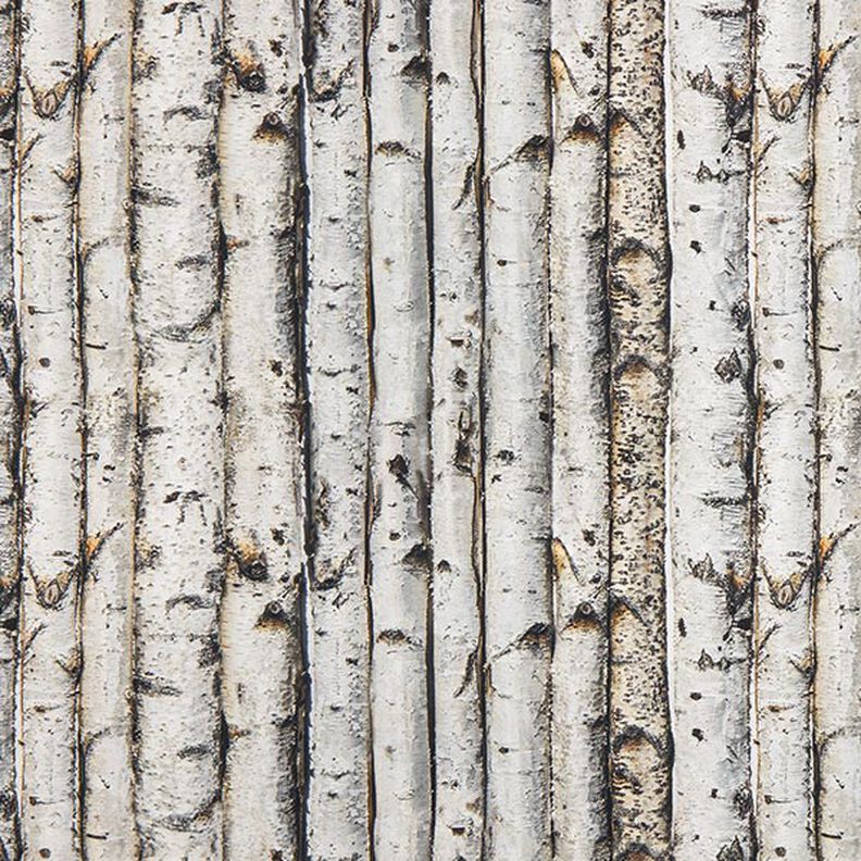 Decor Fabric Half Panama birch trunks – light grey,  image number 1