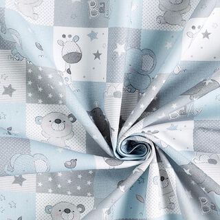 Cotton Cretonne Baby Zoo – light blue, 