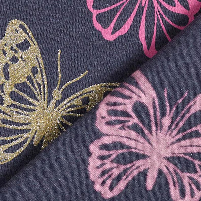 Cotton Jersey Glitter Butterflies – blue-black,  image number 6