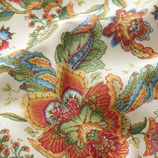 Decorative fabric Canvas Oriental ornamental flowers 280 cm – natural/green, 