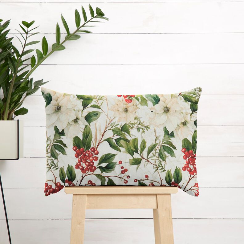 Decor Fabric Jacquard Lurex winterberry holly – natural/gold,  image number 7