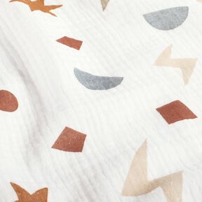 Double Gauze/Muslin geometric symbols – ivory/caramel, 