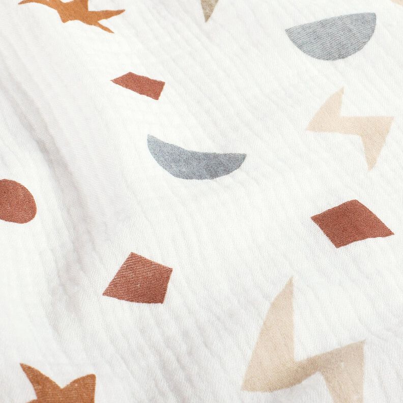 Double Gauze/Muslin geometric symbols – ivory/caramel,  image number 2