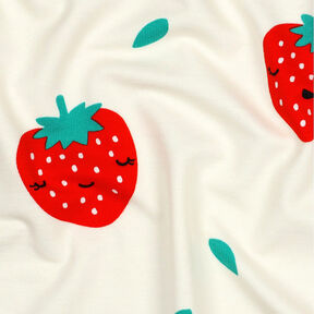 Brushed Sweatshirt Fabric strawberries | by Poppy – offwhite/fire red, 