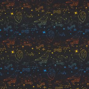 Cotton Jersey Licensed Fabric Heraldic animal constellations of Harry Potter | Warner Bros. – black, 