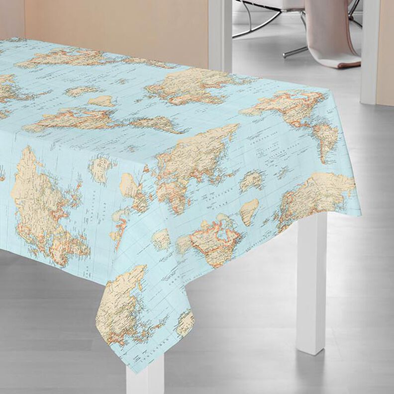 Decor Fabric Ottoman Map Tapestry – baby blue,  image number 5