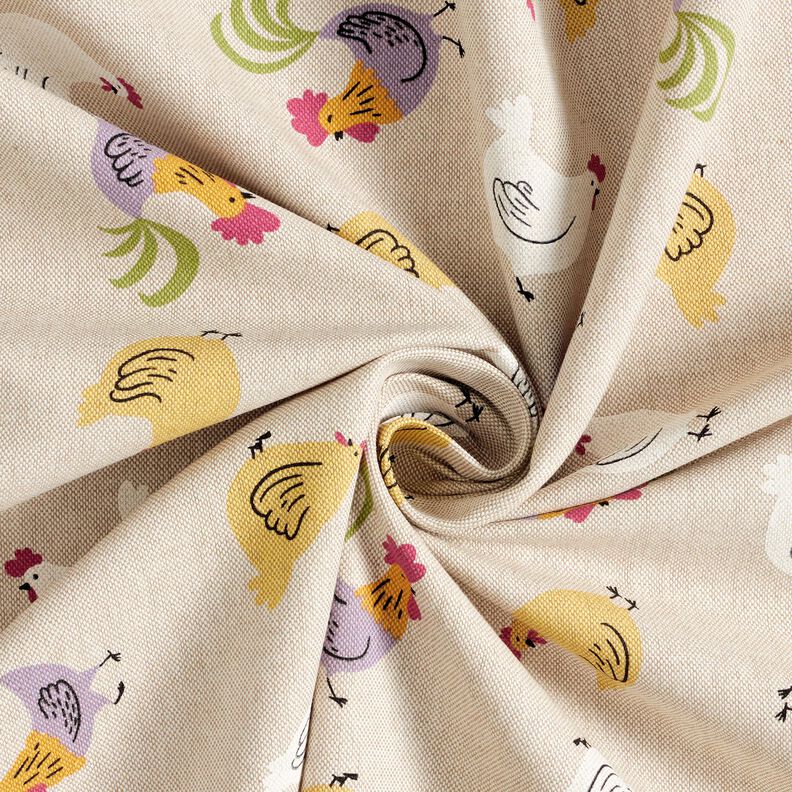 Decor Fabric Half Panama little chickens – natural/white,  image number 3