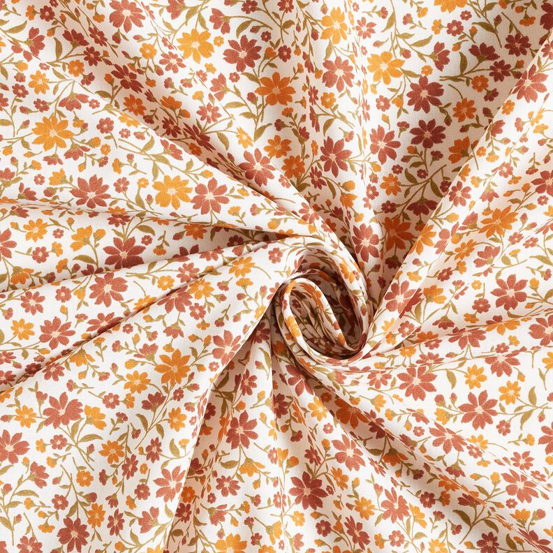 Cotton Poplin Autumn Flowers – white/burgundy, image number 3