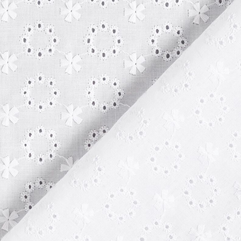 Cotton Batiste Broderie Anglaise floral wreaths – white,  image number 4
