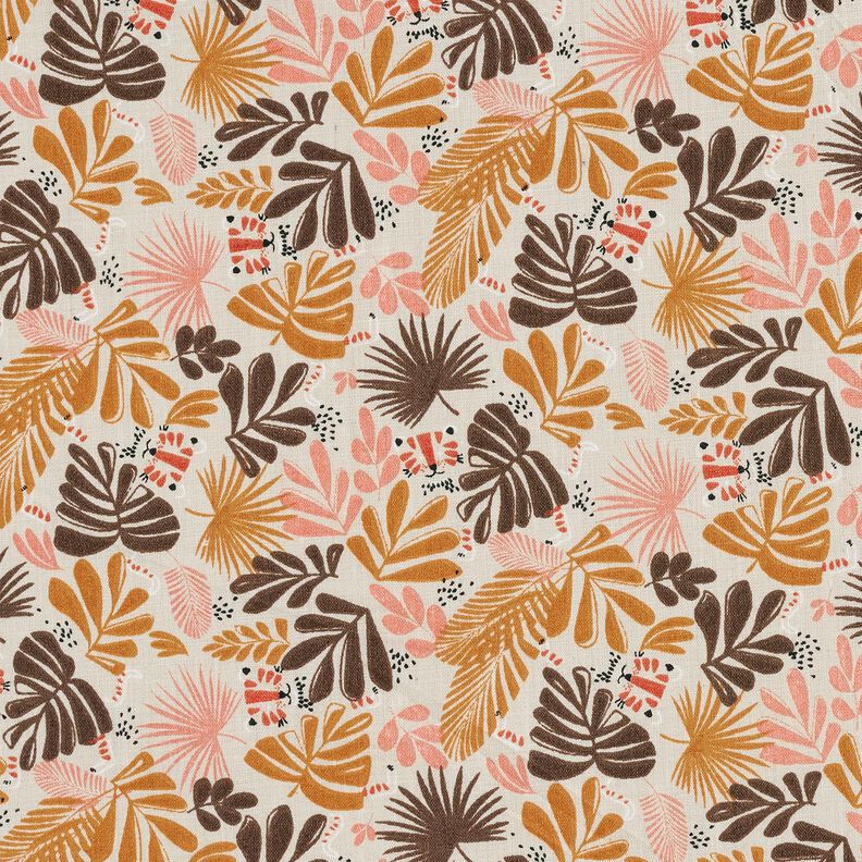 Cotton Cretonne palm leaves – anemone,  image number 1