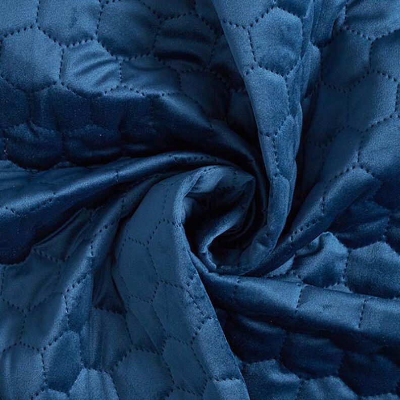 Upholstery Fabric Velvet Honeycomb Quilt – navy blue,  image number 3