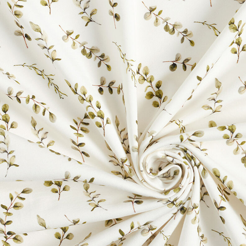 Cotton Jersey eucalyptus tendrils Digital Print  – offwhite,  image number 3