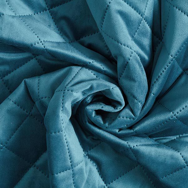 Upholstery Fabric Velvet Quilted Fabric – petrol,  image number 4