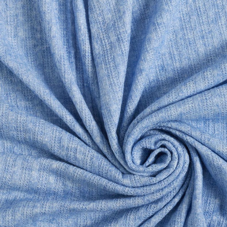 melange cable pattern knitted fabric – light wash denim blue,  image number 3