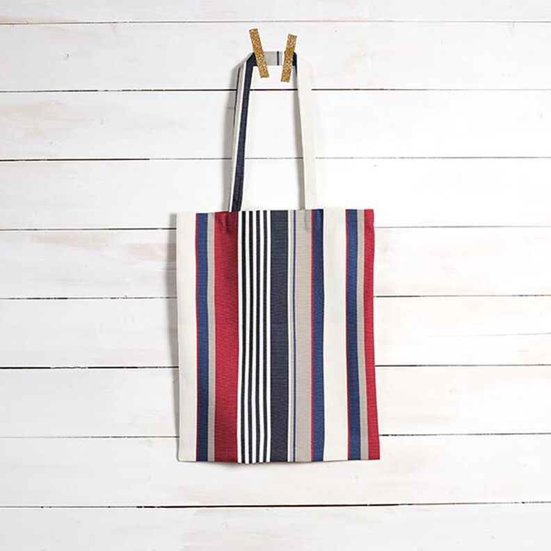Outdoor Fabric Canvas mixed stripes – white/navy blue,  image number 7