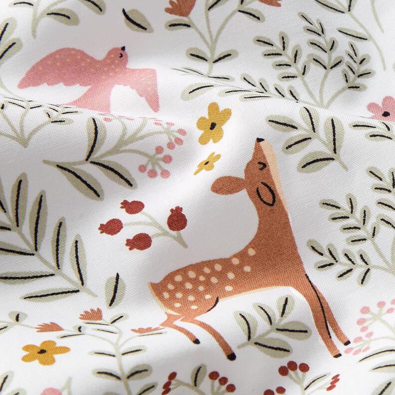 Cotton Poplin deer in the meadow – offwhite,  image number 2