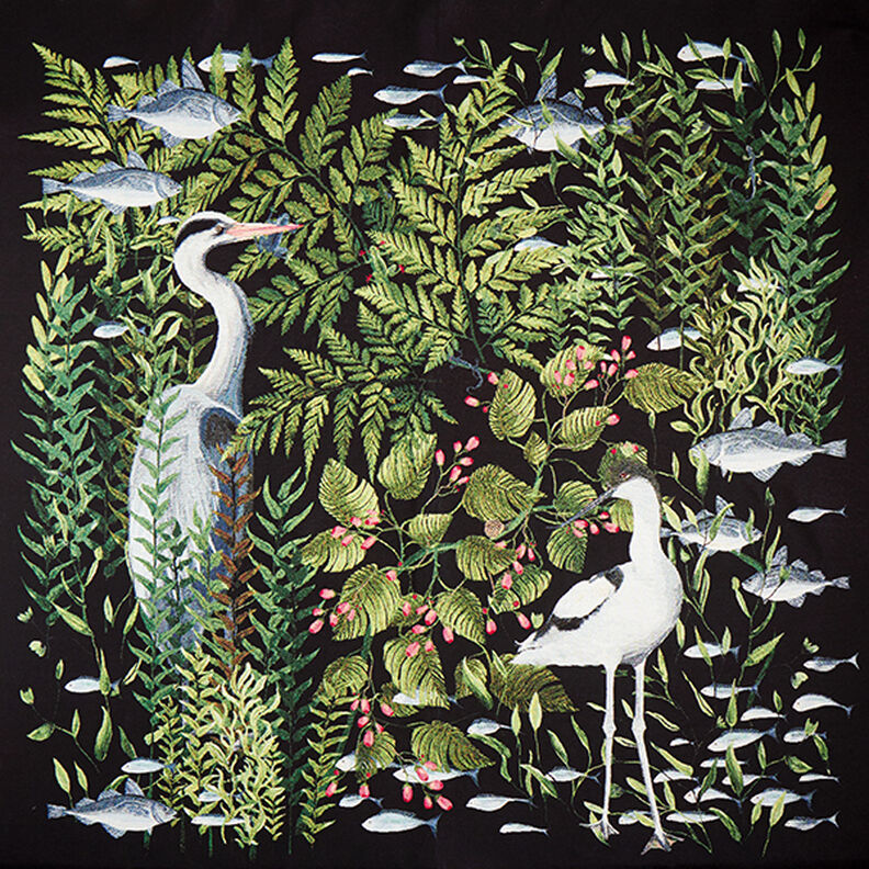 Decorative panel Tapestry cranes – black,  image number 1