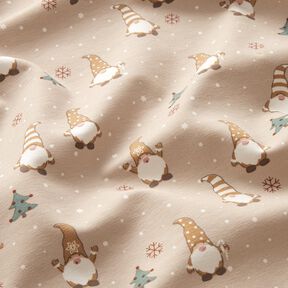 Cotton Jersey Gnomes in the snow – almond, 