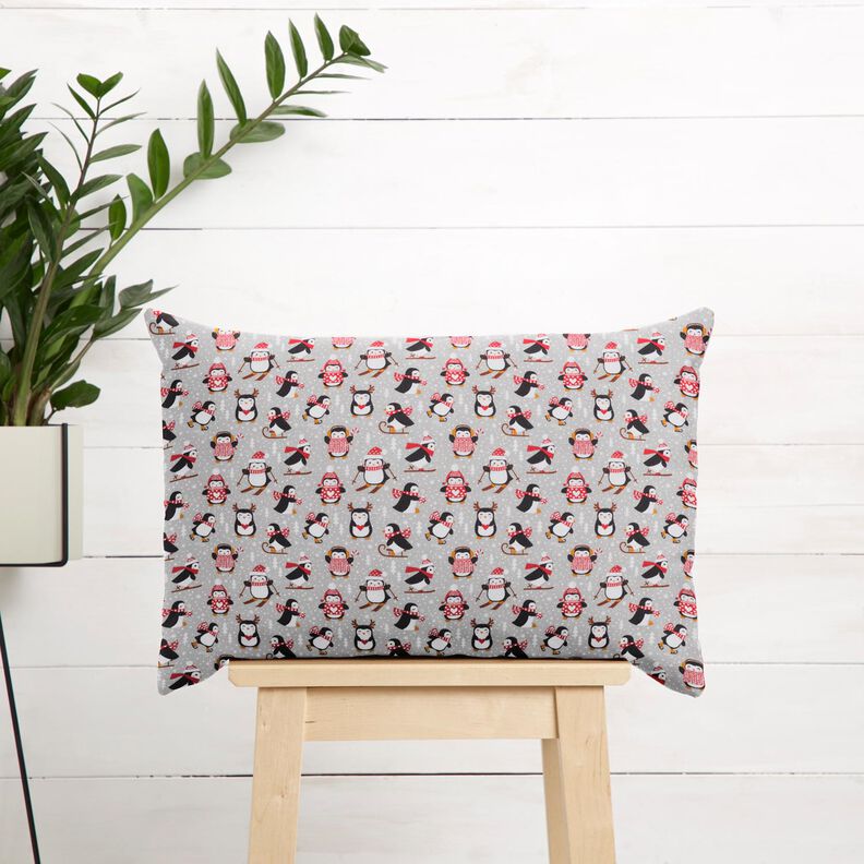 Cotton Cretonne Penguins – silver grey,  image number 7