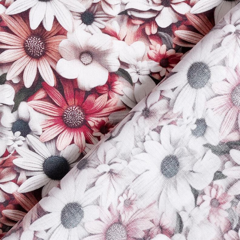 viscose fabric Sea of Daisies – white/purple, image number 4