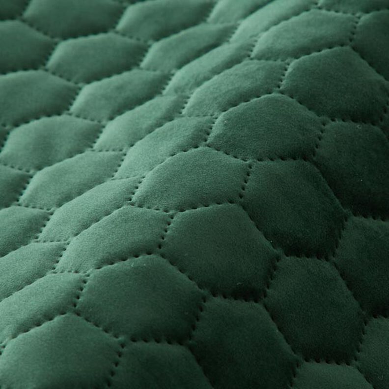 Upholstery Fabric Velvet Honeycomb Quilt – dark green,  image number 2