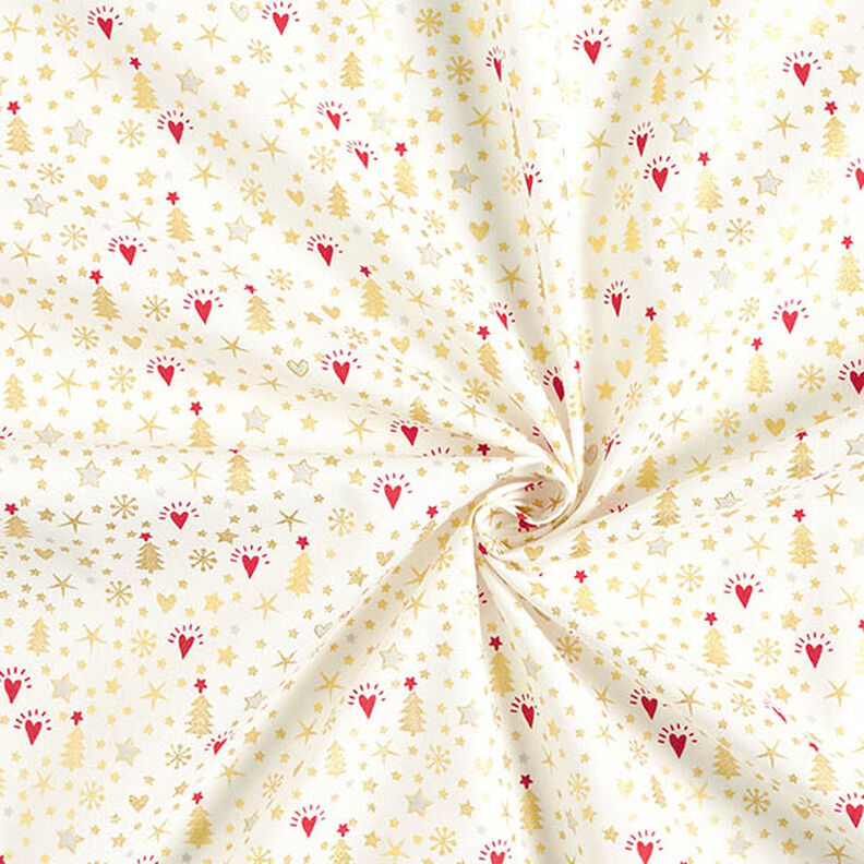 Cotton Poplin Hearts and Stars – offwhite/gold,  image number 3