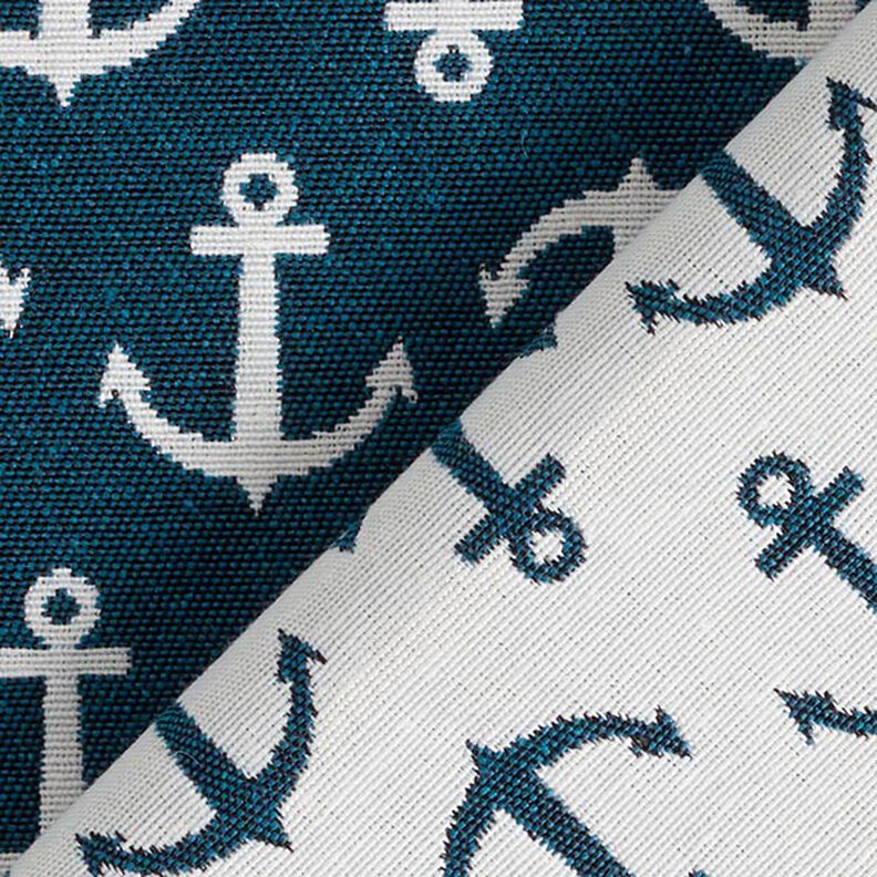 Decor Fabric Jacquard anchor – ocean blue/white,  image number 4