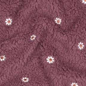 Teddy Fur Embroidered Flowers | Poppy Fabrics – dark dusky pink, 