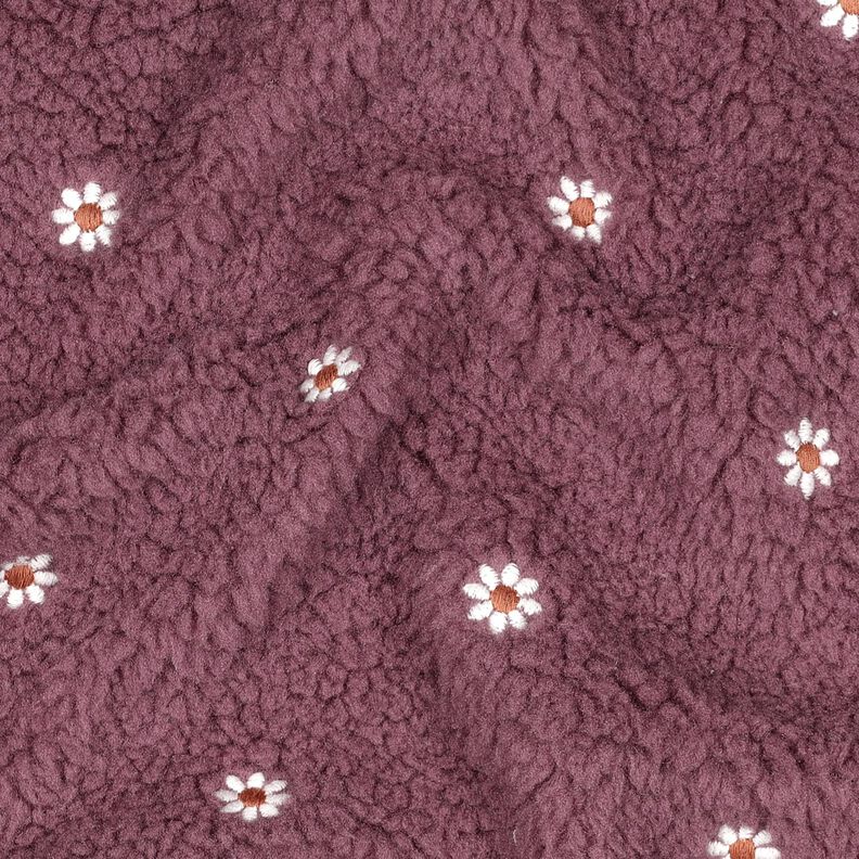 Teddy Fur Embroidered Flowers | Poppy Fabrics – dark dusky pink, image number 2